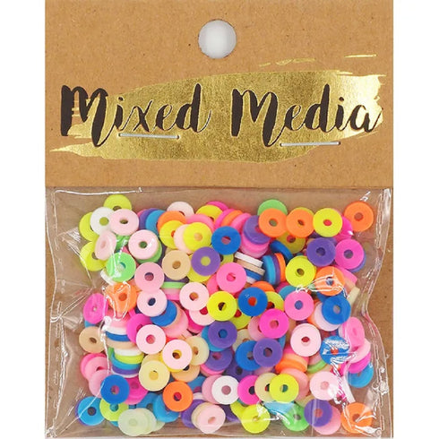 Mixed Rainbow Poly Clay Heishi Beads